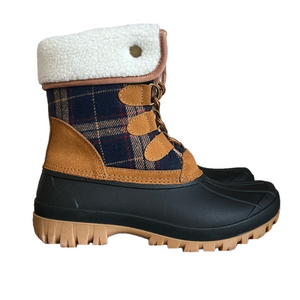 STQ Women's Winter Waterproof Navy Tan Duck Boot Size 11 SKU#24179